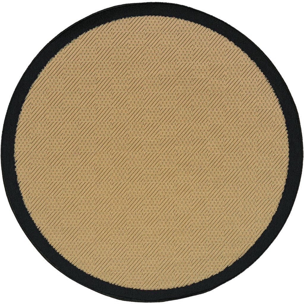 8' X 8' Beige and Black Indoor Outdoor Area Rug - Homeroots