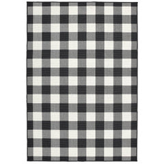 5' X 8' Black and Ivory Indoor Outdoor Area Rug - Homeroots