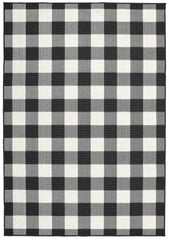 5' X 8' Black and Ivory Indoor Outdoor Area Rug - Homeroots