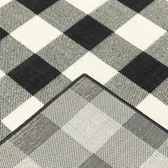 8' X 8' Black and Ivory Indoor Outdoor Area Rug - Homeroots