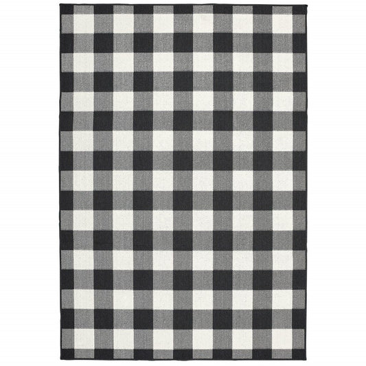 Black and Ivory Indoor Outdoor Area Rug