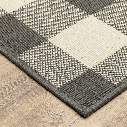 8' X 11' Gray and Ivory Indoor Outdoor Area Rug - Homeroots