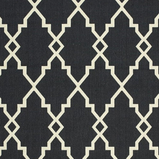 5' X 8' Black and Ivory Indoor Outdoor Area Rug - Homeroots