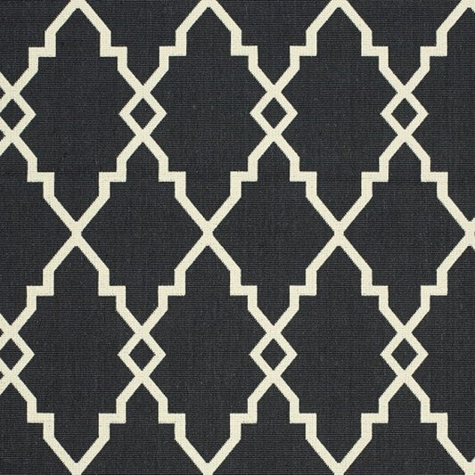 8' X 11' Black and Ivory Indoor Outdoor Area Rug - Homeroots