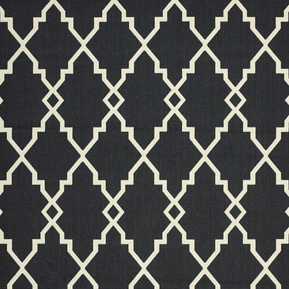 8' X 11' Black and Ivory Indoor Outdoor Area Rug - Homeroots