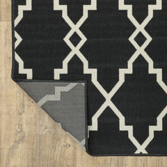 8' X 11' Black and Ivory Indoor Outdoor Area Rug - Homeroots