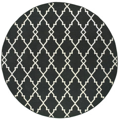 8' X 8' Black and Ivory Indoor Outdoor Area Rug - Homeroots