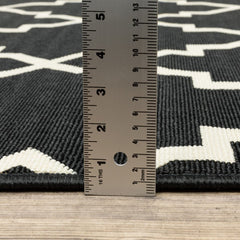 8' X 8' Black and Ivory Indoor Outdoor Area Rug - Homeroots