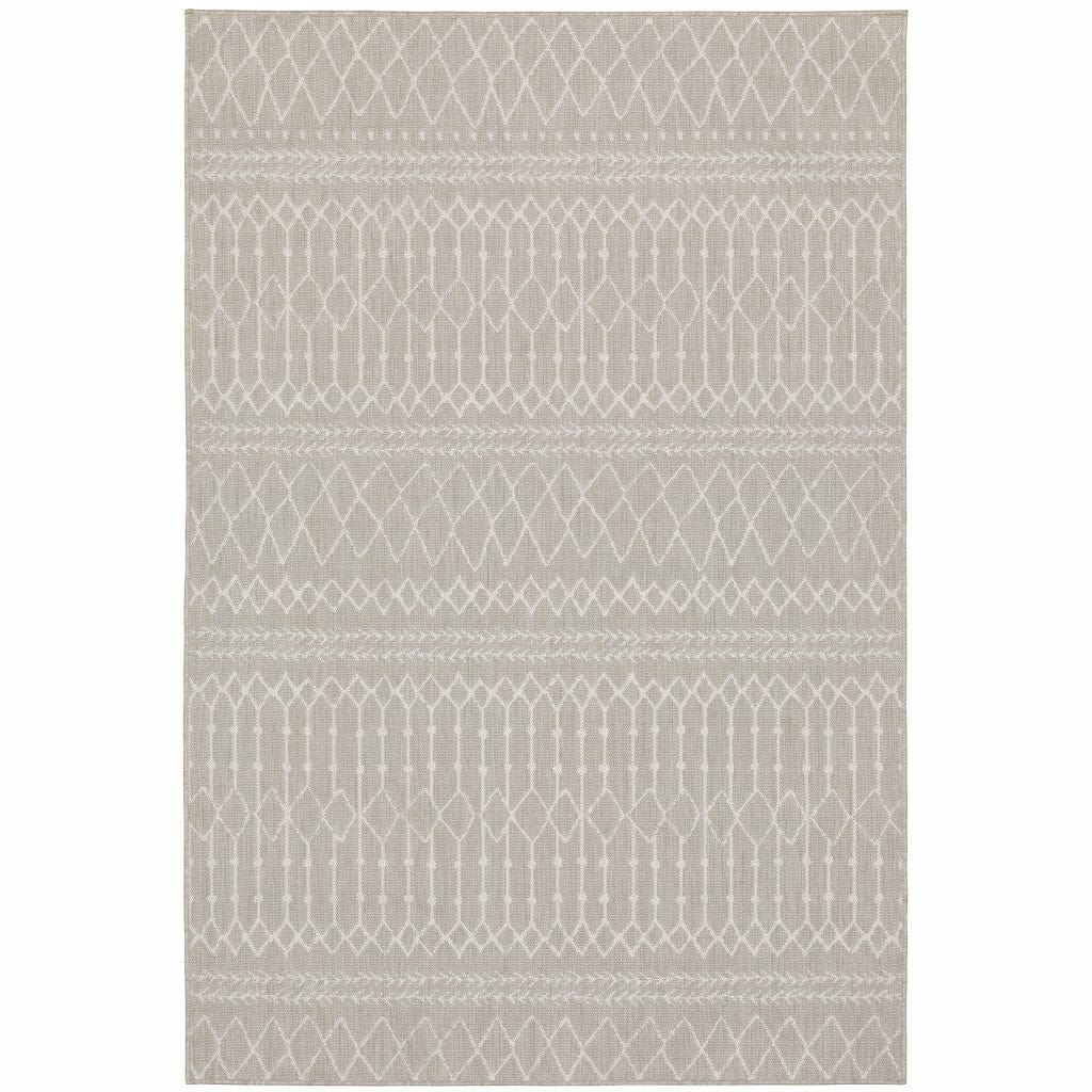 3' X 5' Gray and Ivory Indoor Outdoor Area Rug