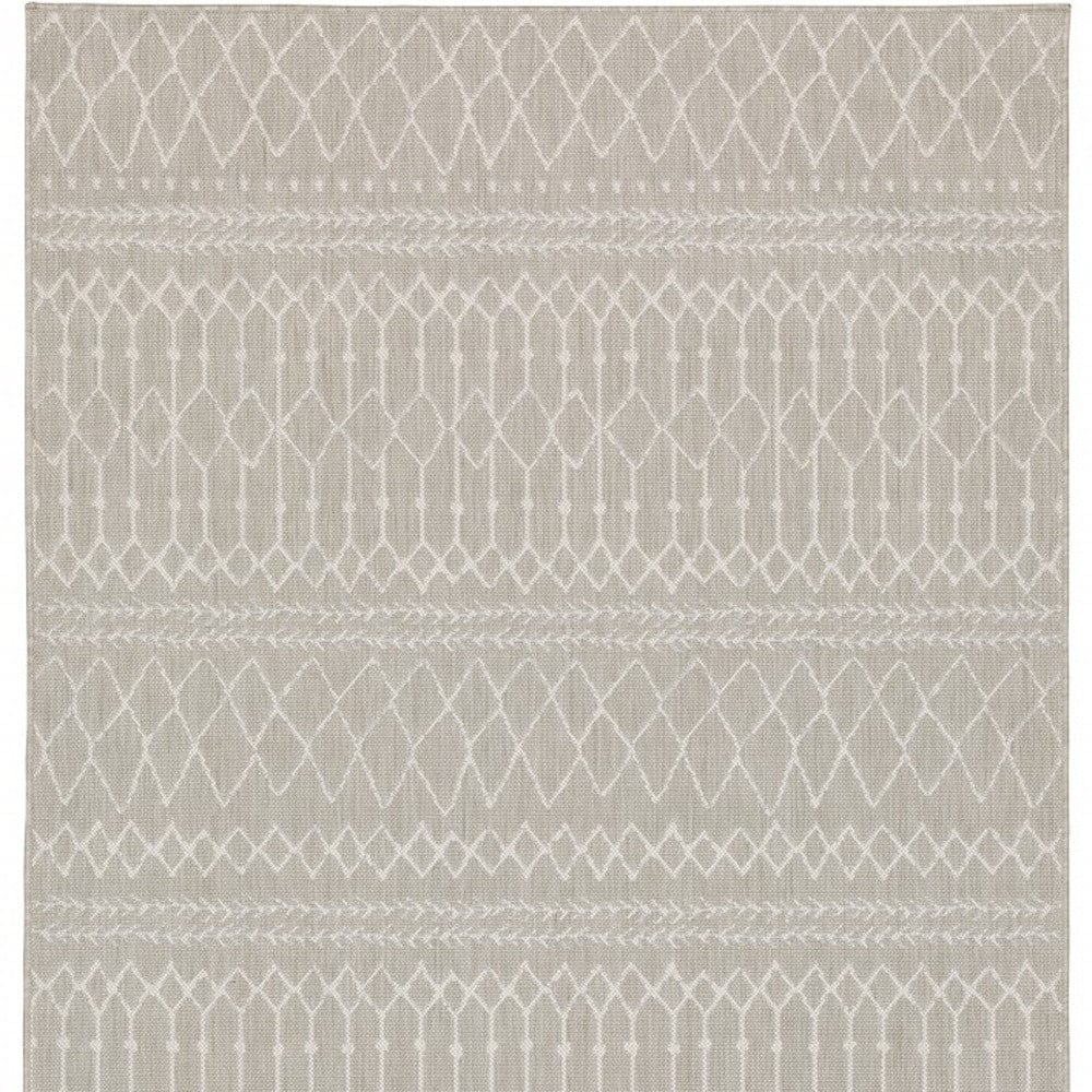 3' X 5' Gray and Ivory Indoor Outdoor Area Rug