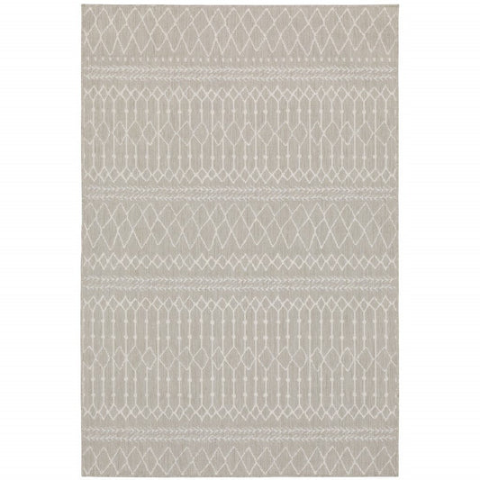 3' X 5' Gray and Ivory Indoor Outdoor Area Rug