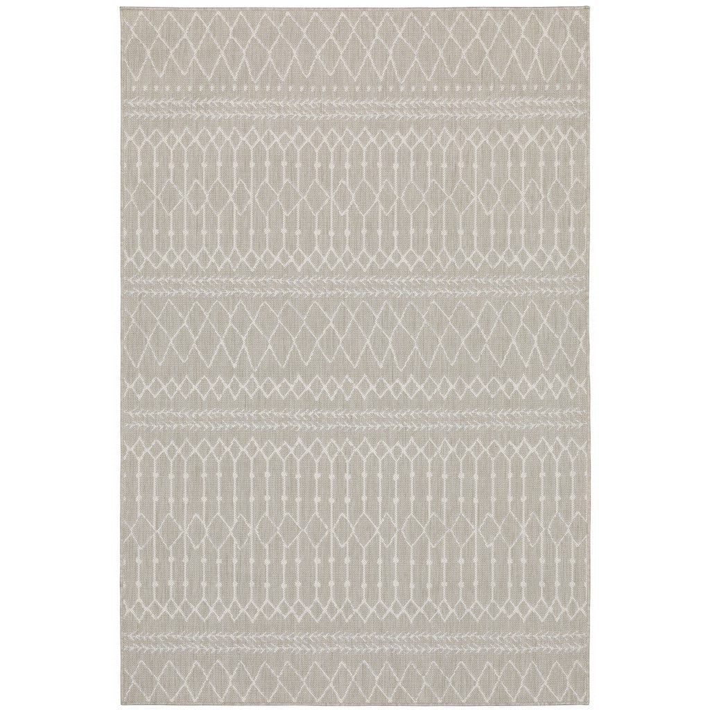 5' X 7' Gray and Ivory Indoor Outdoor Area Rug - Homeroots