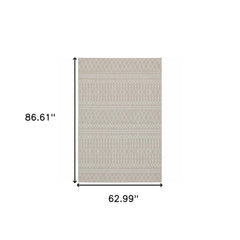 5' X 7' Gray and Ivory Indoor Outdoor Area Rug - Homeroots