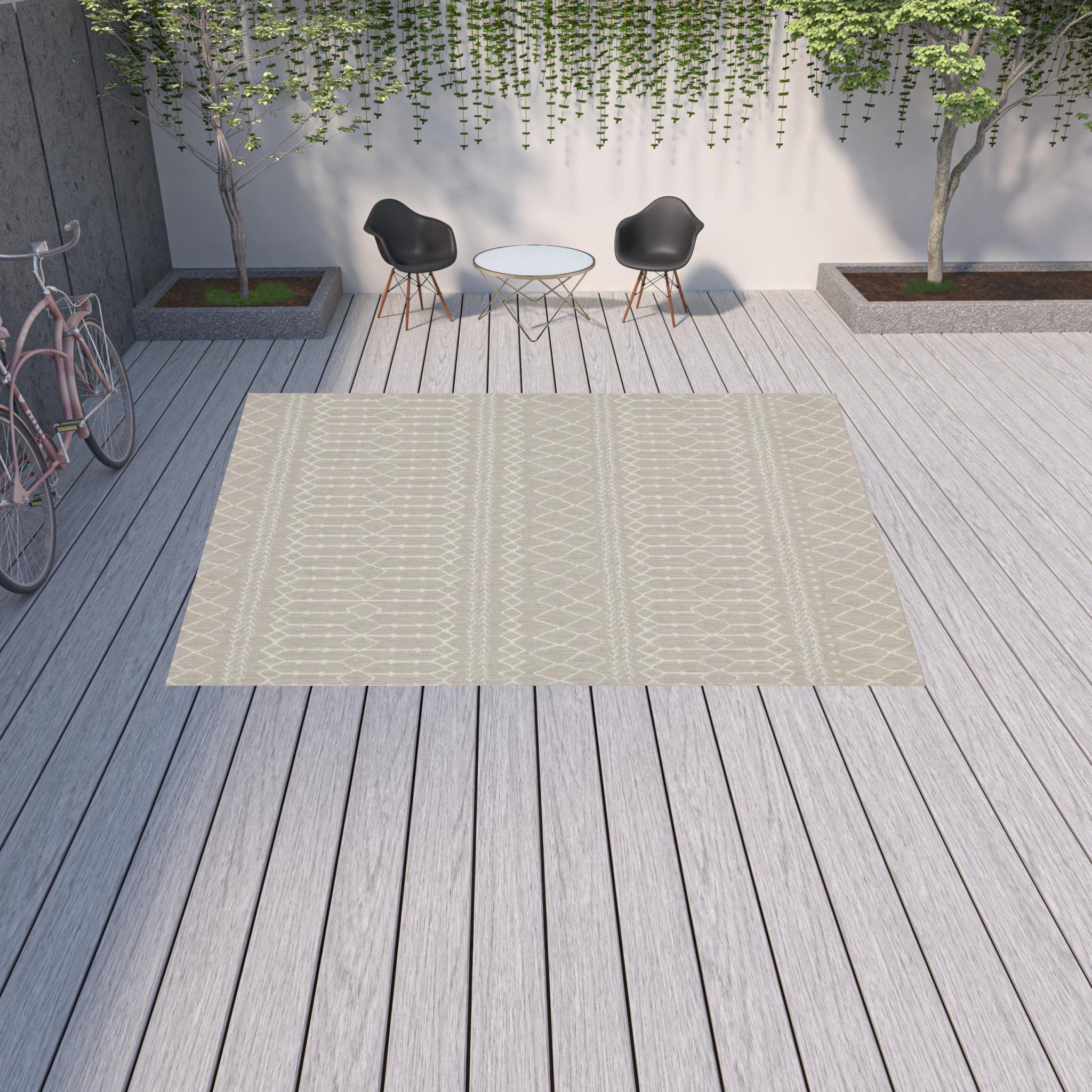 10' X 13' Gray and Ivory Indoor Outdoor Area Rug