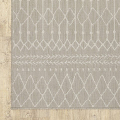 10' X 13' Gray and Ivory Indoor Outdoor Area Rug