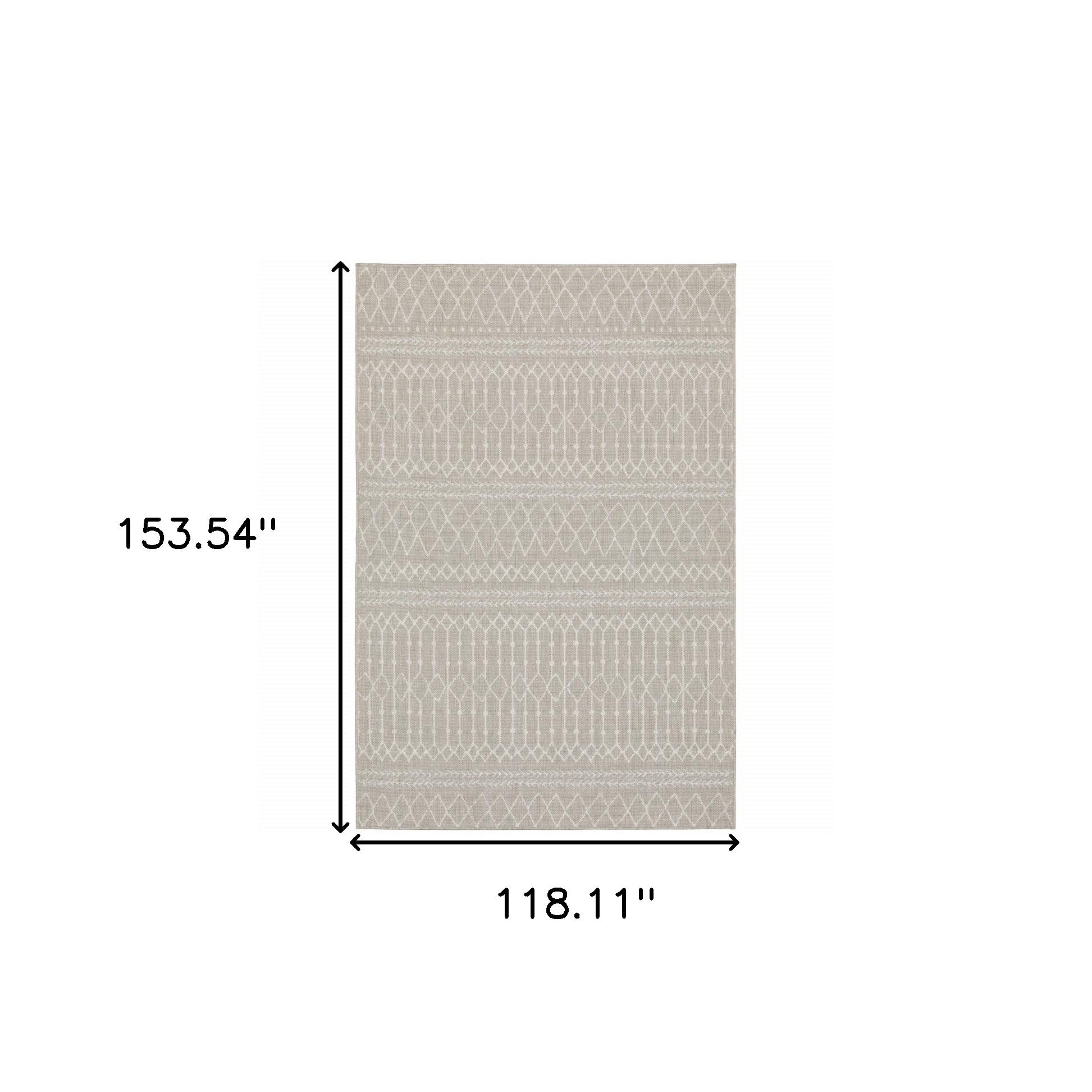 10' X 13' Gray and Ivory Indoor Outdoor Area Rug