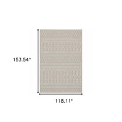 10' X 13' Gray and Ivory Indoor Outdoor Area Rug