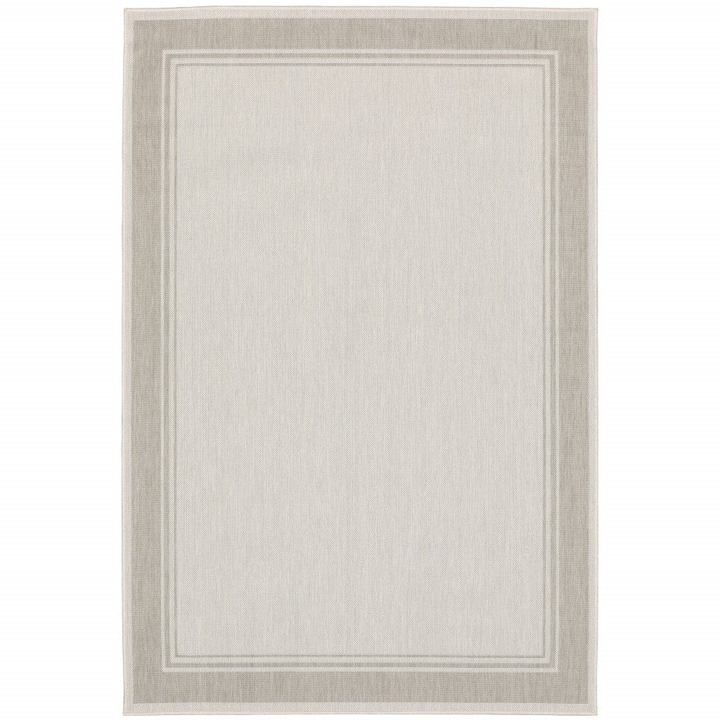 3' X 5' Gray and Ivory Indoor Outdoor Area Rug