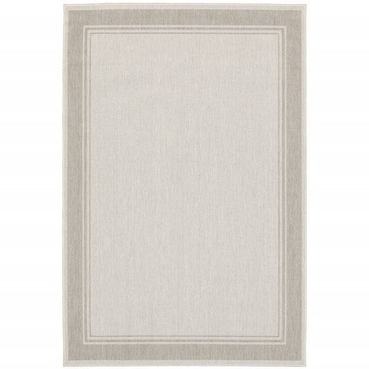 3' X 5' Gray and Ivory Indoor Outdoor Area Rug