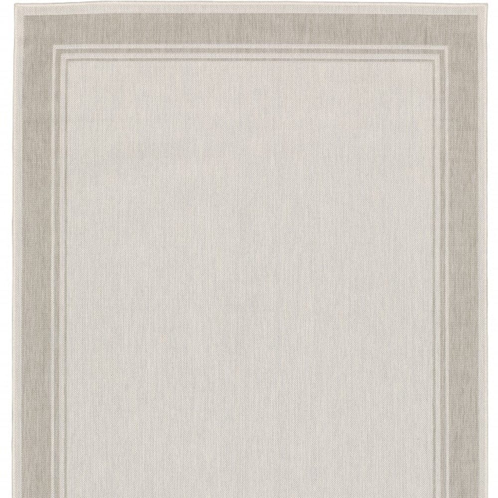 7' X 9' Gray and Ivory Indoor Outdoor Area Rug - Homeroots