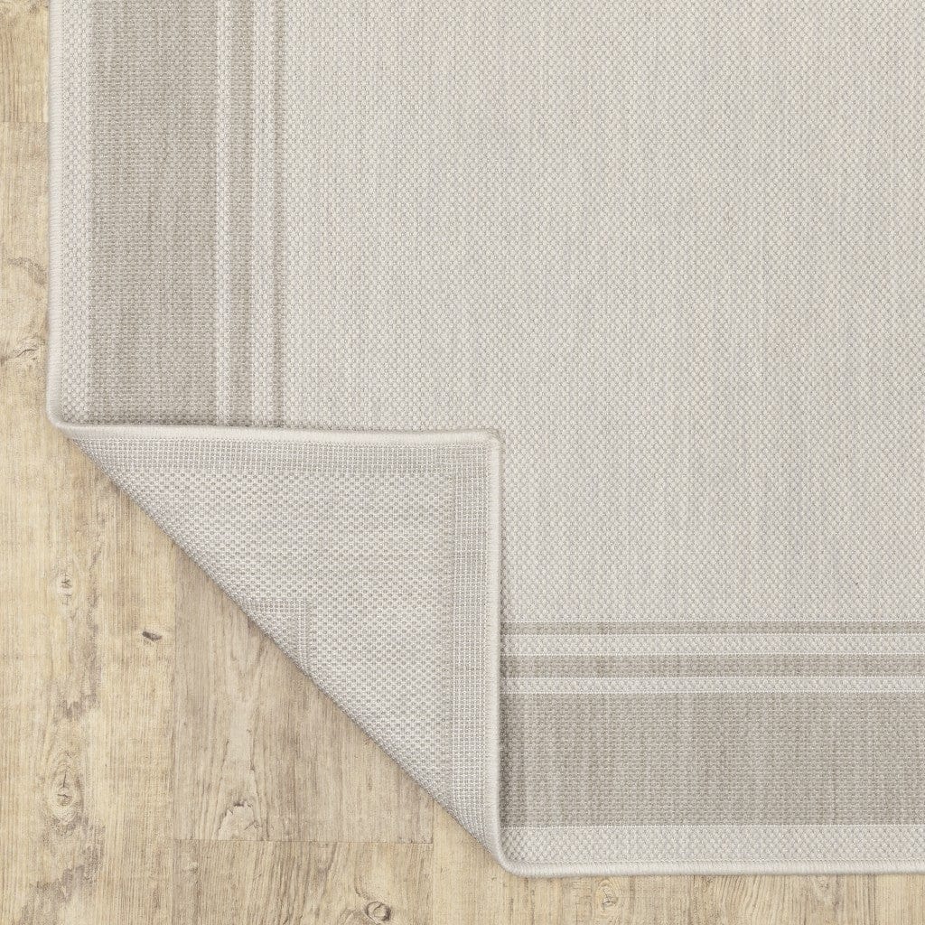 7' X 9' Gray and Ivory Indoor Outdoor Area Rug - Homeroots