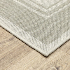 7' X 9' Gray and Ivory Indoor Outdoor Area Rug - Homeroots