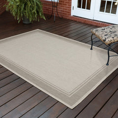 7' X 9' Gray and Ivory Indoor Outdoor Area Rug - Homeroots