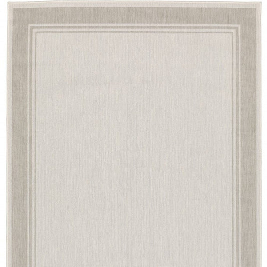 8' X 10' Gray and Ivory Indoor Outdoor Area Rug - Homeroots