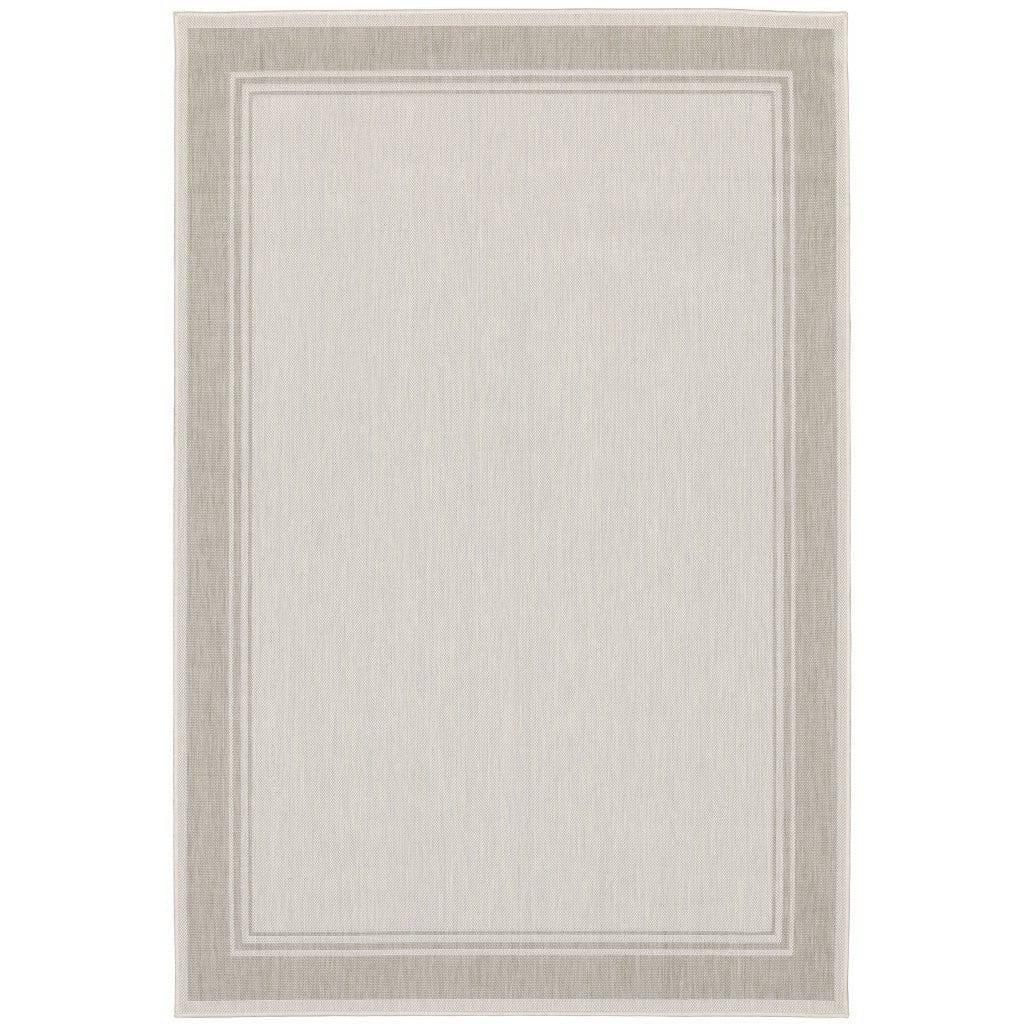 8' X 10' Gray and Ivory Indoor Outdoor Area Rug - Homeroots