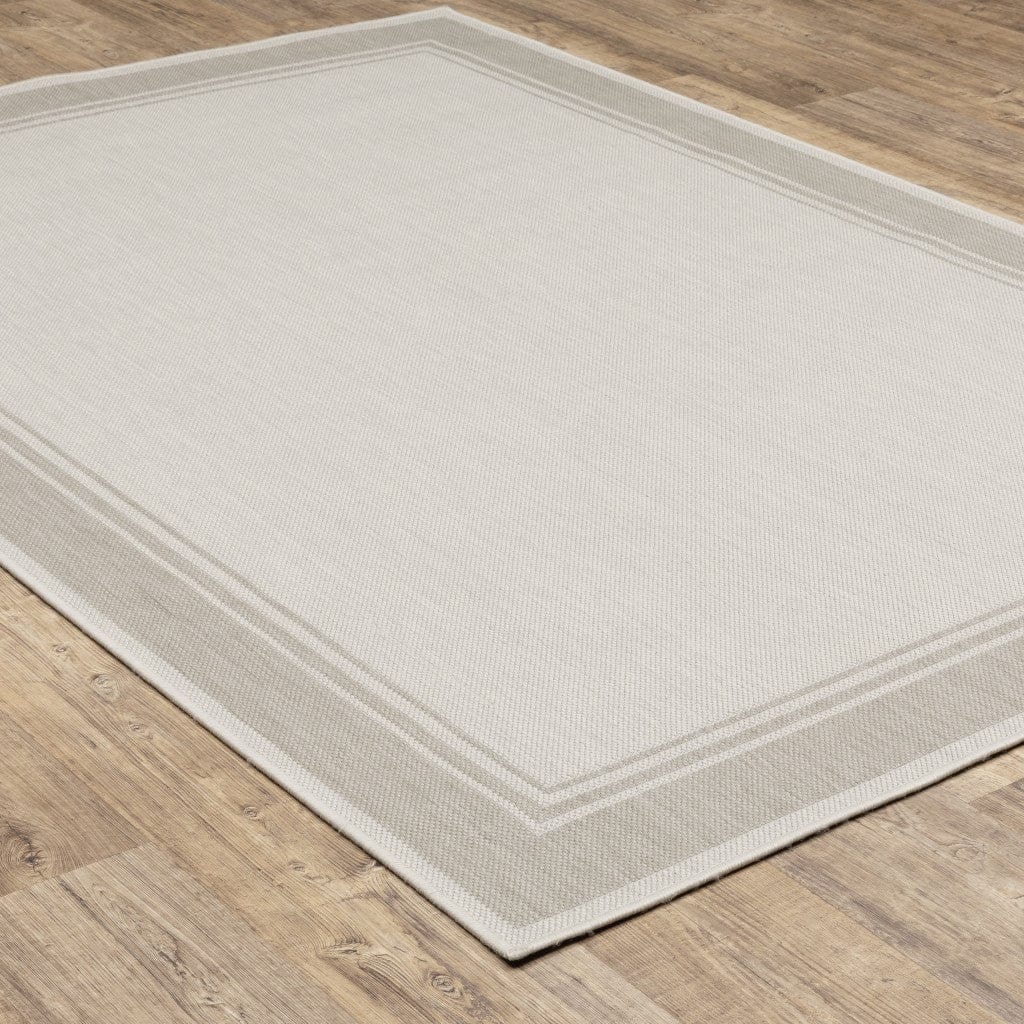 8' X 10' Gray and Ivory Indoor Outdoor Area Rug - Homeroots