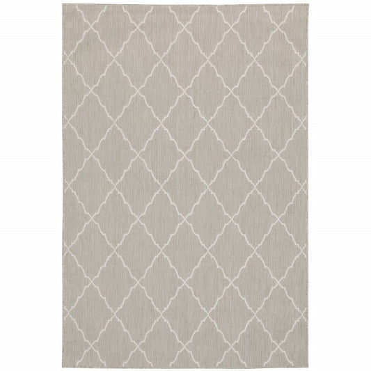 3' X 5' Gray and Ivory Indoor Outdoor Area Rug