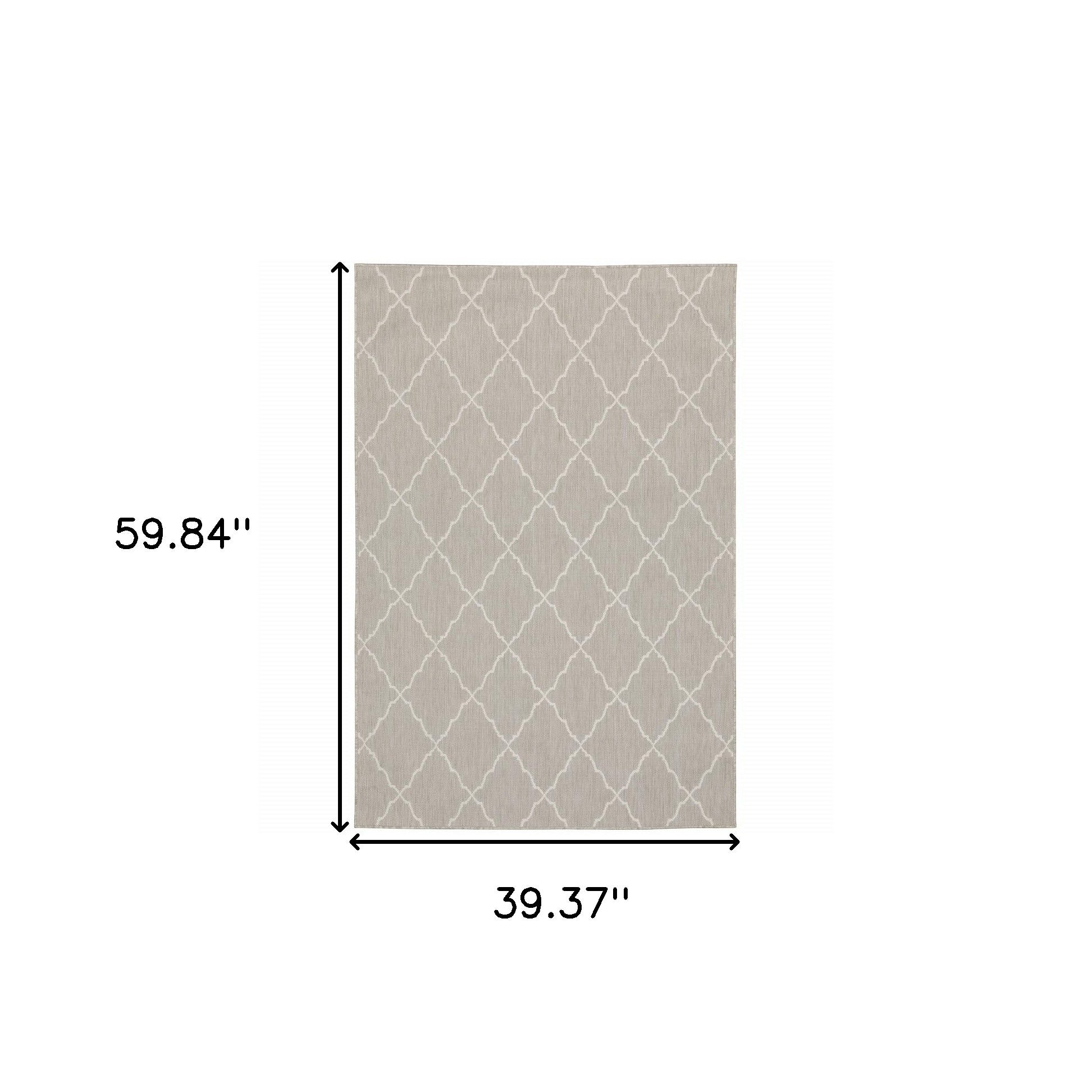 3' X 5' Gray and Ivory Indoor Outdoor Area Rug