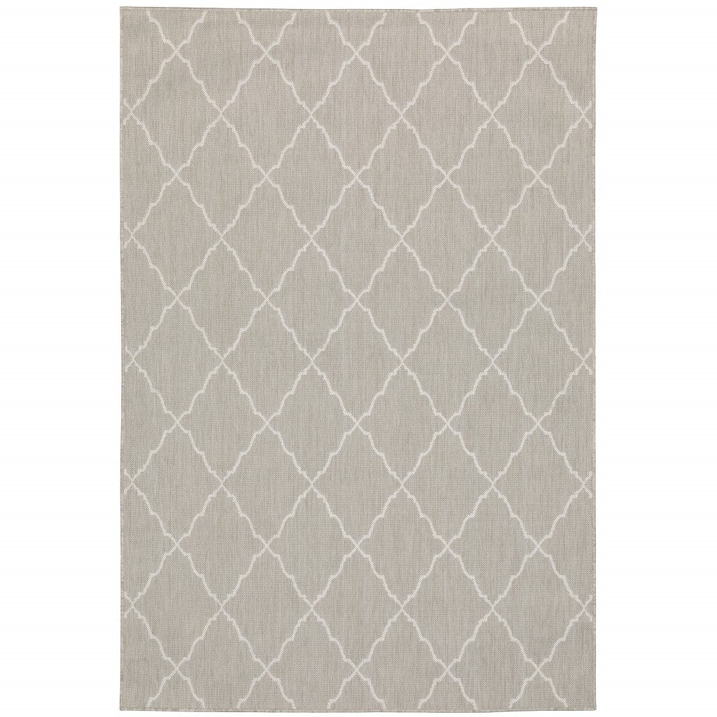 7' X 9' Gray and Ivory Indoor Outdoor Area Rug - Homeroots