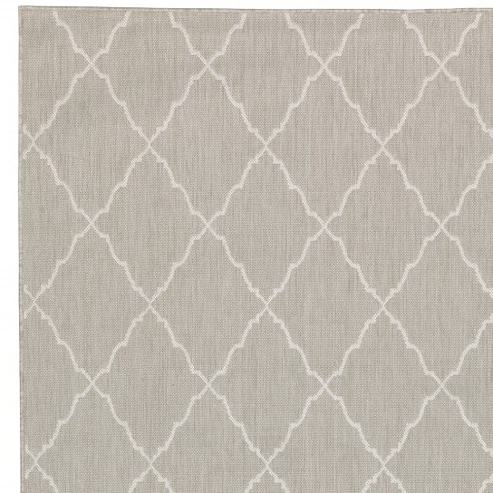 7' X 9' Gray and Ivory Indoor Outdoor Area Rug - Homeroots