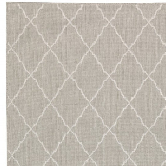 7' X 9' Gray and Ivory Indoor Outdoor Area Rug - Homeroots