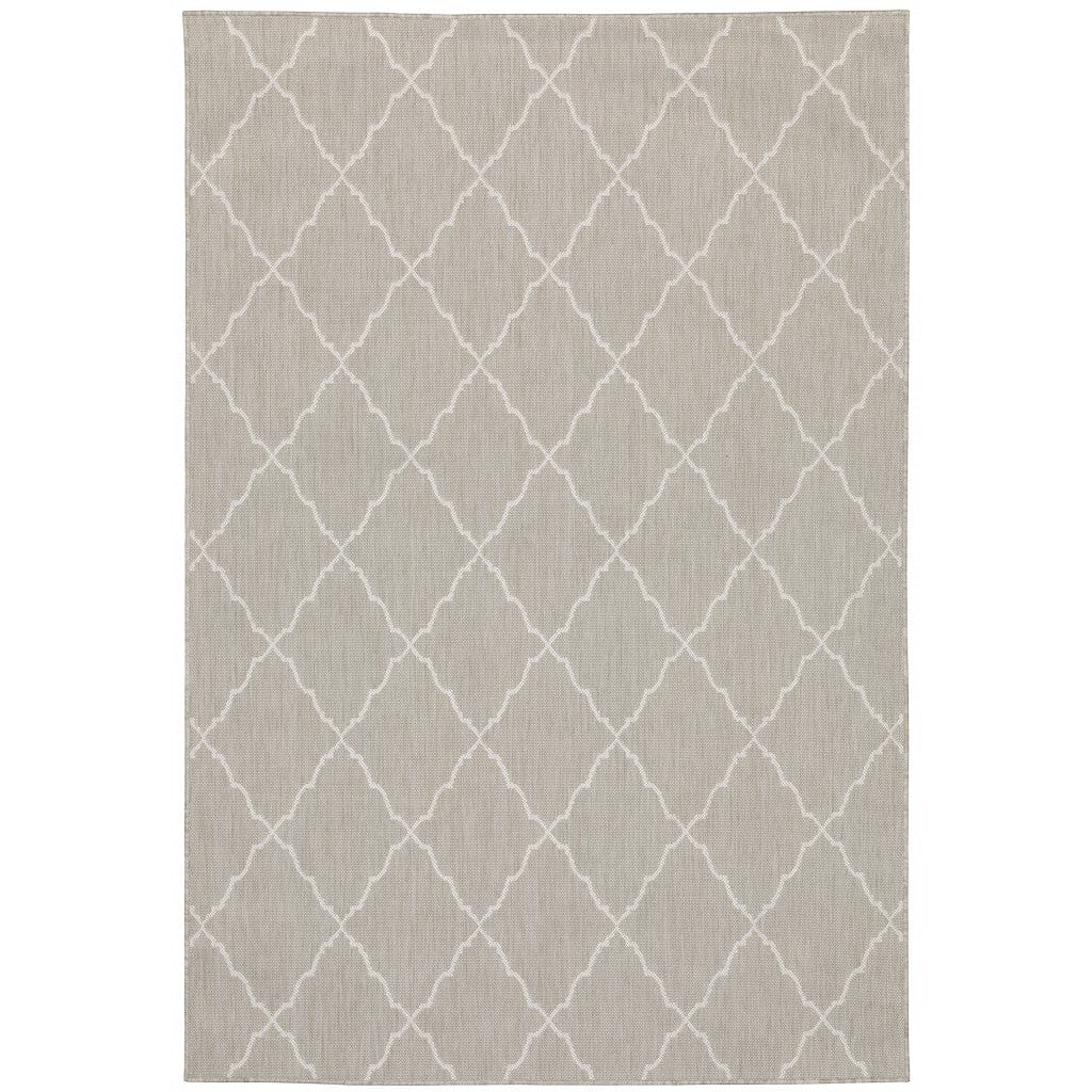 7' X 9' Gray and Ivory Indoor Outdoor Area Rug - Homeroots