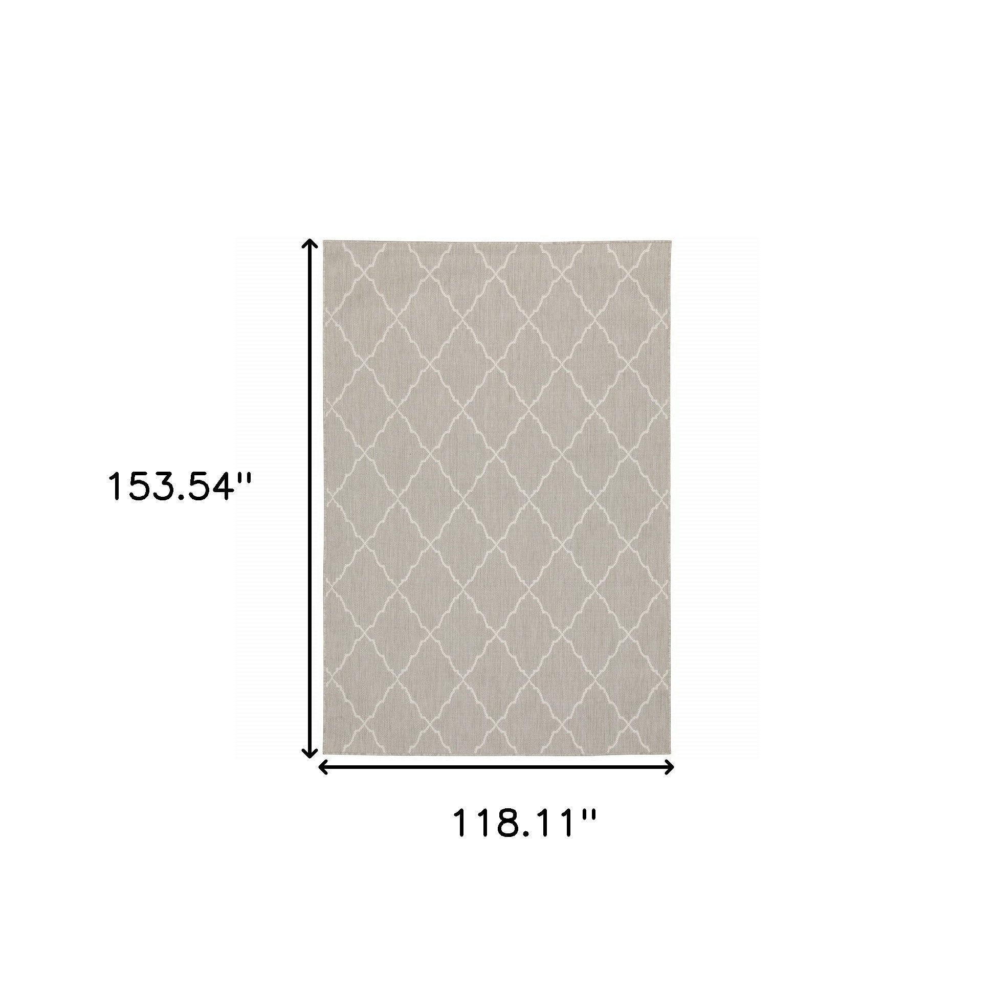 10' X 13' Gray and Ivory Indoor Outdoor Area Rug