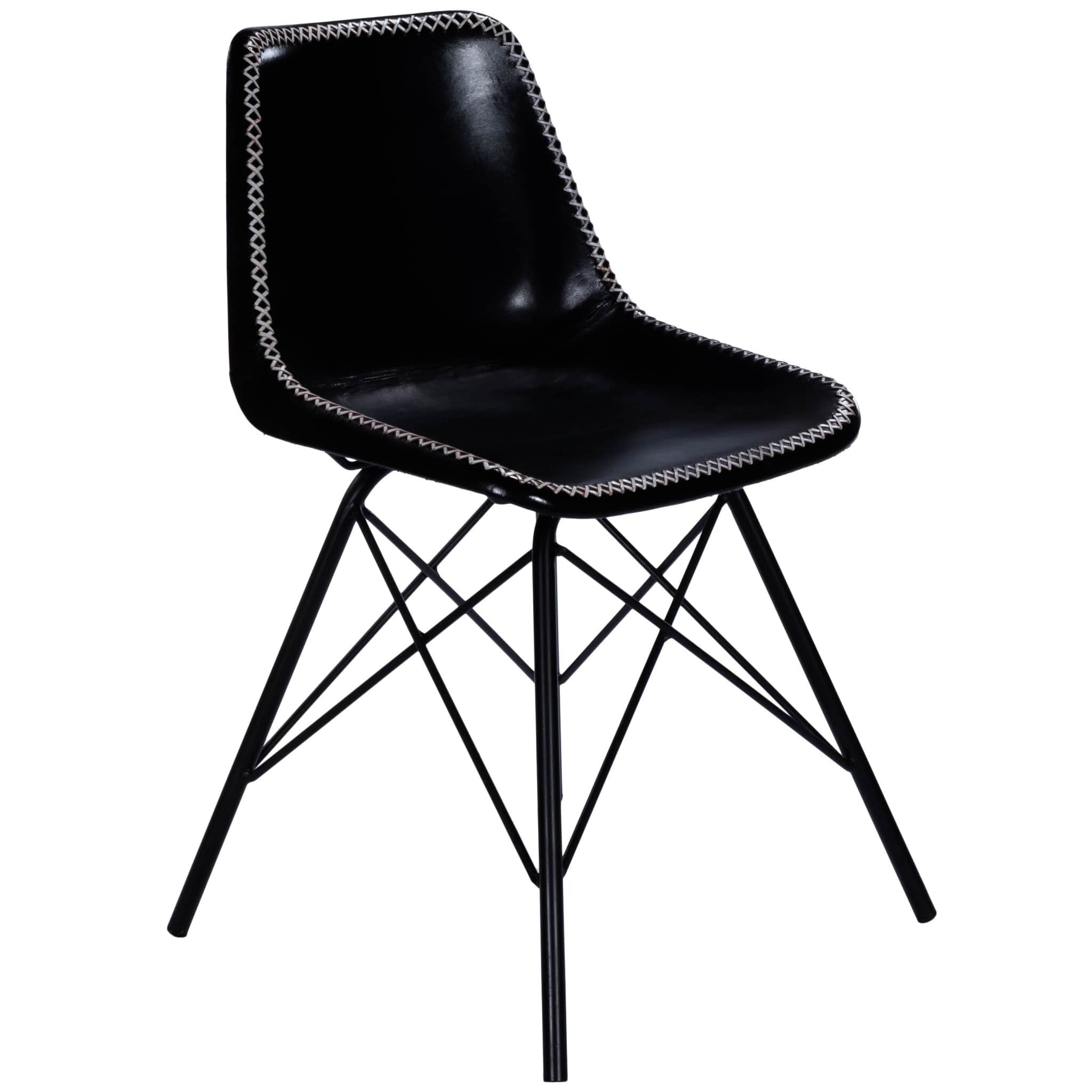 18" Black Faux Leather Side Chair - Homeroots