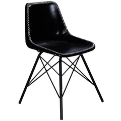 18" Black Faux Leather Side Chair - Homeroots