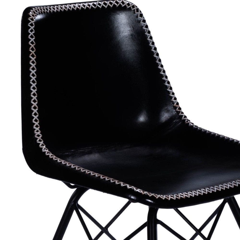 18" Black Faux Leather Side Chair - Homeroots