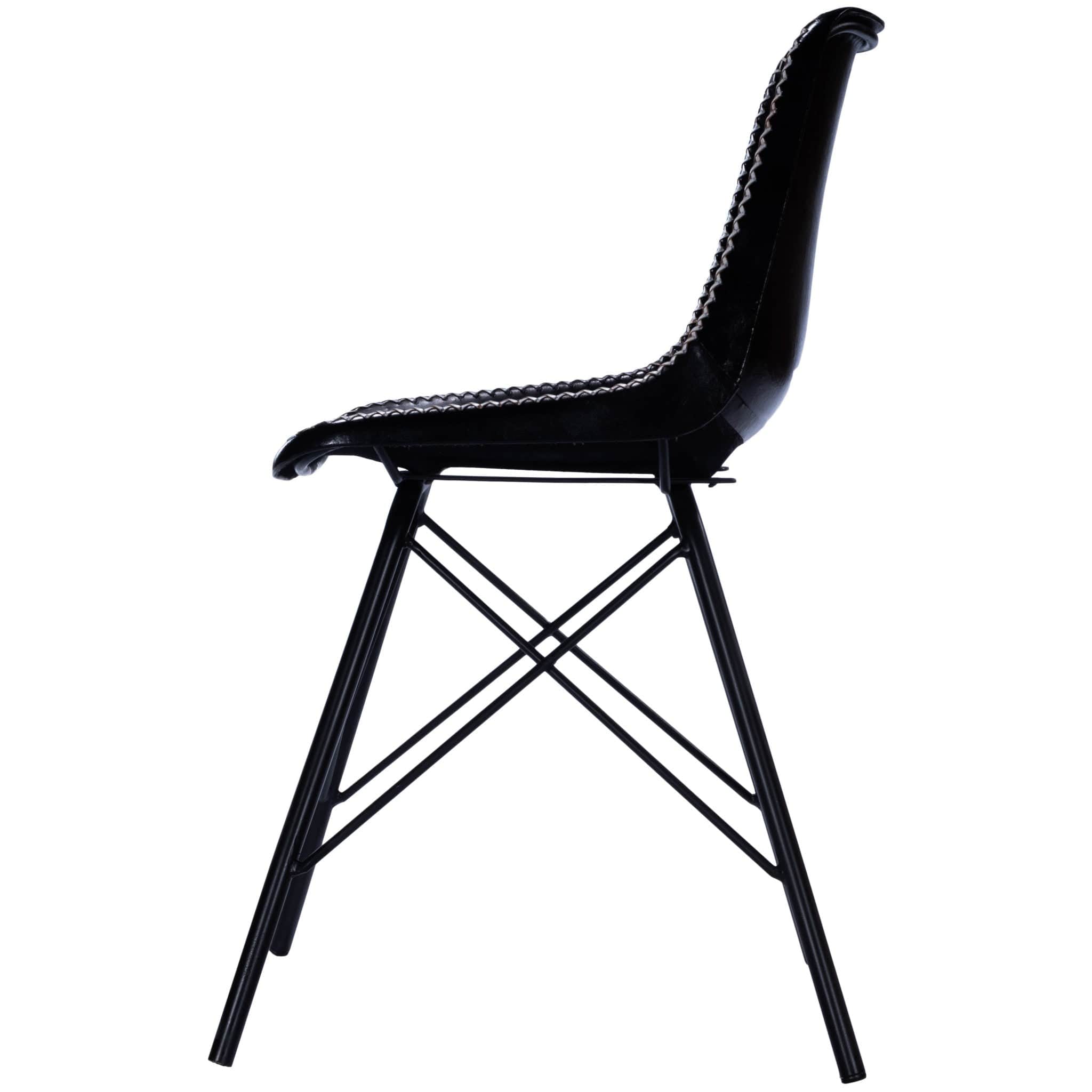 18" Black Faux Leather Side Chair - Homeroots