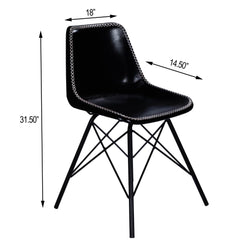 18" Black Faux Leather Side Chair - Homeroots