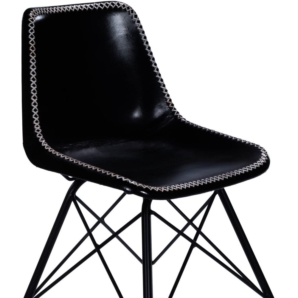 18" Black Faux Leather Side Chair - Homeroots