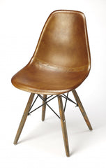 18" Brown And Copper Faux Leather Side Chair - Homeroots