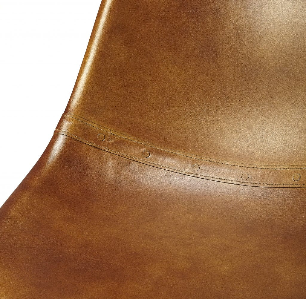 18" Brown And Copper Faux Leather Side Chair - Homeroots