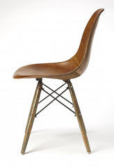 18" Brown And Copper Faux Leather Side Chair - Homeroots