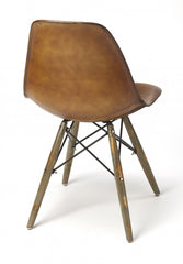 18" Brown And Copper Faux Leather Side Chair - Homeroots