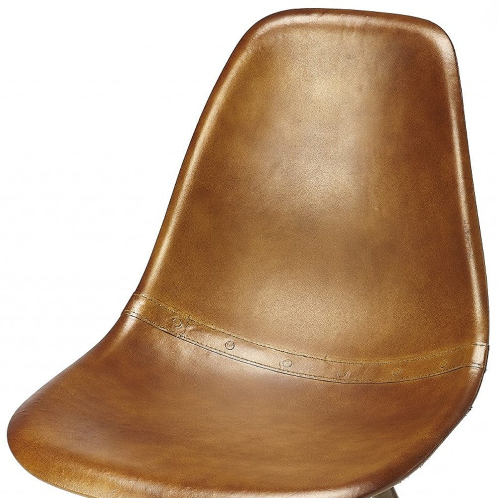 18" Brown And Copper Faux Leather Side Chair - Homeroots