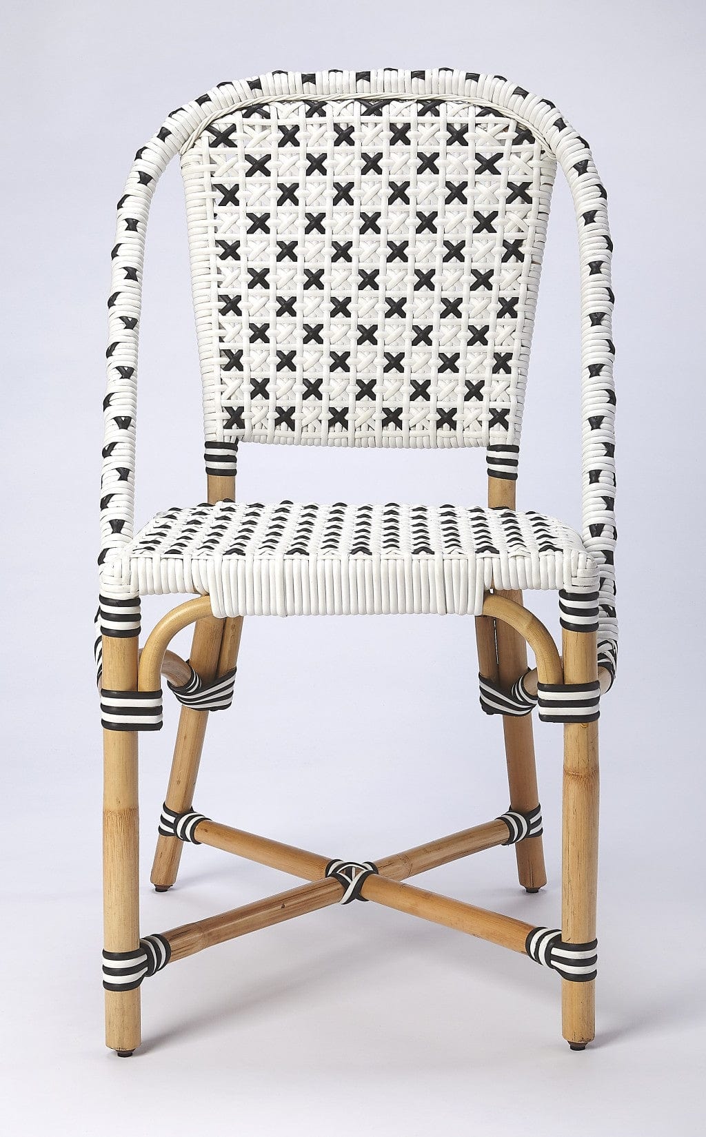 White And Brown Faux Rattan Dining Chair