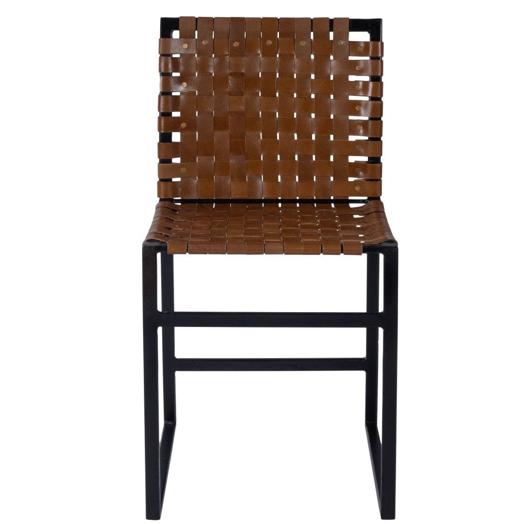 17" Brown And Black Faux Leather Side Chair - Homeroots